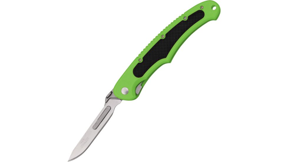 Havalon Piranta-Bolt Folding Knife, 2.75in, Stainless Blade, Clampack, Shock Green, XTC-60ABOLTGX