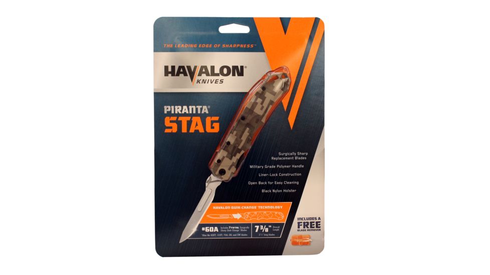 Havalon Piranta-Stag Folding Knife, Green Digital Camo, XTC-60ASTAGGCAM