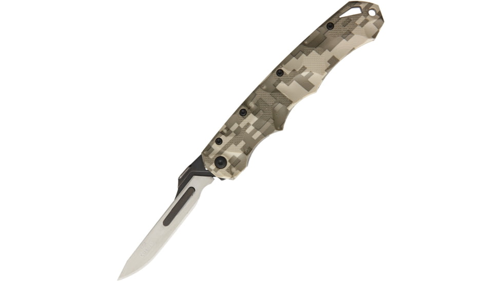 Havalon Piranta Stag Linerlock Camo Folding Knife, 2.75in Satin SS Blade, Digital Camo Sculpted Polymer Handle, Thumb Stud, Pocket Clip, XTI-60ASTAGGCAM