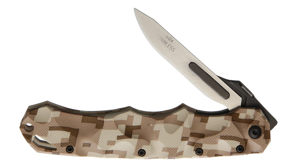 Havalon Piranta Stag Linerlock Desert Folding Knife, 2.75in Satin SS Blade, Digital Camo Sculpted Polymer Handle, Thumb Stud, Pocket Clip, XTI-60ASTAGDCAM