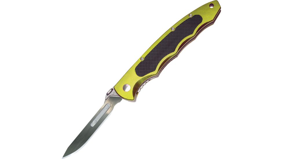 Havalon Piranta-Torch Skinner Folding Knife, 2.75in, Stainless Skinner Blade, Lime Green Aluminum Handle, XTC-60ATLM