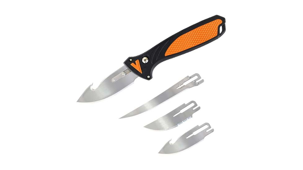 Havalon Talon Hunt Interchangeable Fixed Blade Knife Set, 4 Blades, Roll-Pack, Box, Black/Orange, XTI-TH