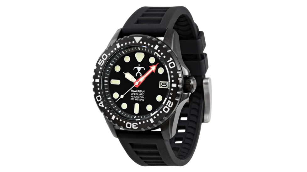 Hawaiian Lifeguard Association Dive Watches, Black Dial, Black Strap, Black, One Size, HLA 5402