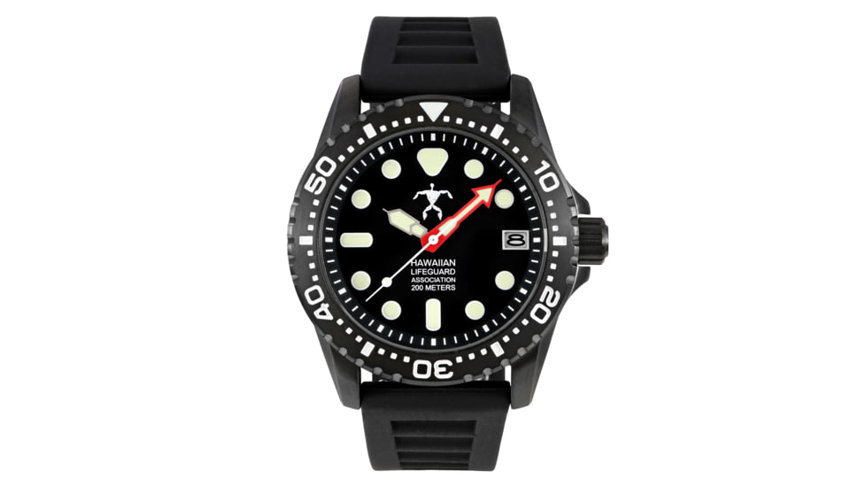 Hawaiian Lifeguard Association Dive Watches, Black Dial, Black Strap, Black, One Size, HLA 5402
