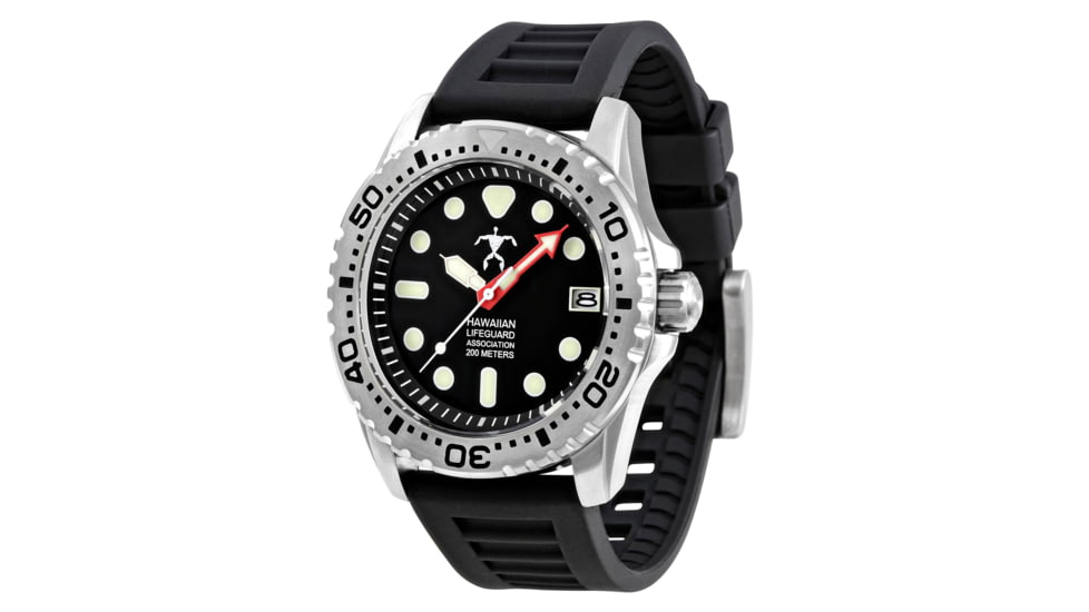 Hawaiian Lifeguard Association Dive Watches, Black Dial, Black Strap, Steel, One Size, HLA 5401