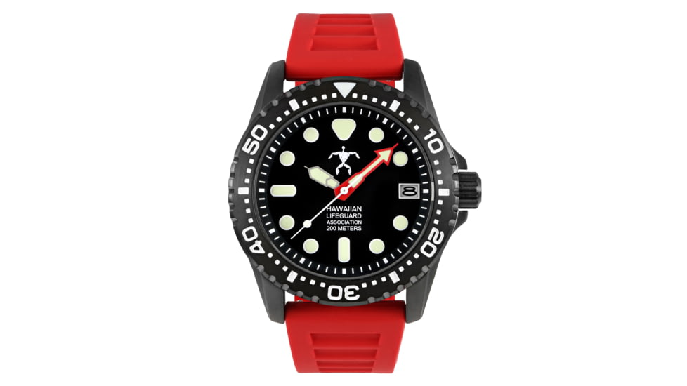 Hawaiian Lifeguard Association Dive Watches, Black Dial, Red Strap, Black, One Size, HLA 5412