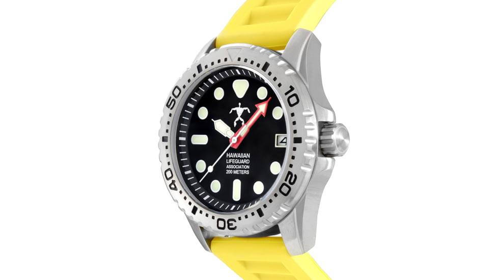 Hawaiian Lifeguard Association Dive Watches, Black Dial, Yellow Strap, Steel, One Size, HLA 5403