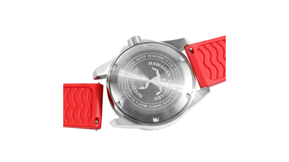 Hawaiian Lifeguard Association Dive Watches, White Dial, Red Strap, Steel, One Size, HLA 5411