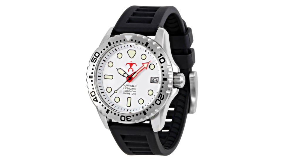 Hawaiian Lifeguard Association Dive Watches, White Dial, Black Strap, Steel, One Size, HLA 5404