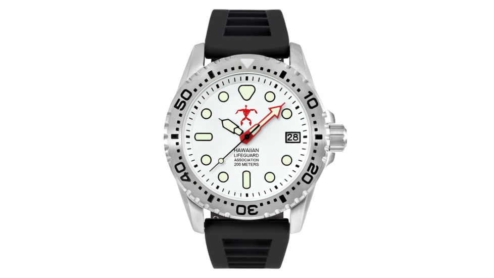 Hawaiian Lifeguard Association Dive Watches, White Dial, Black Strap, Steel, One Size, HLA 5404