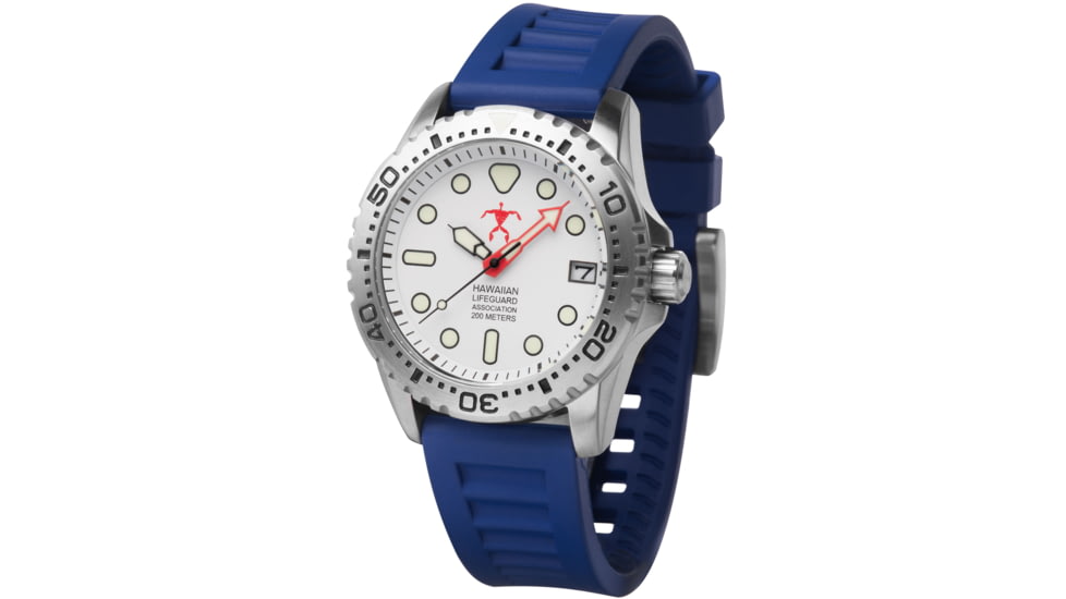 Hawaiian Lifeguard Association Dive Watches, White Dial, Blue Strap, Steel, One Size, HLA 5420