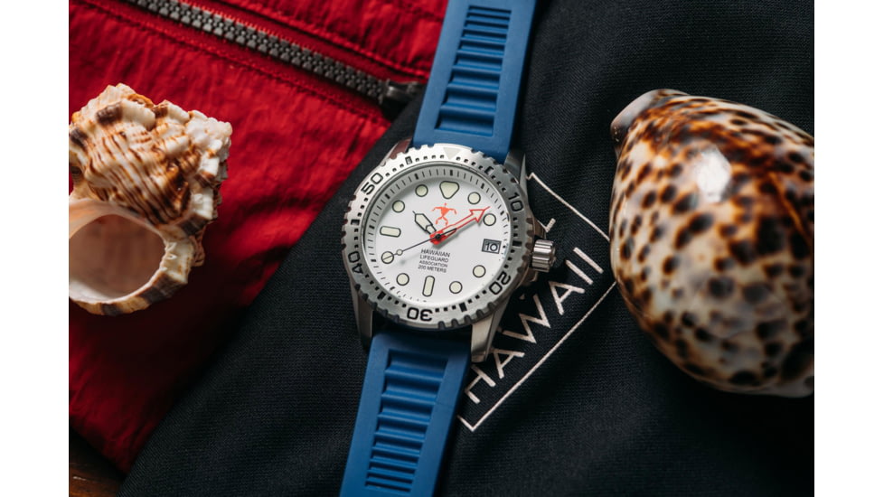 Hawaiian Lifeguard Association Dive Watches, White Dial, Blue Strap, Steel, One Size, HLA 5420