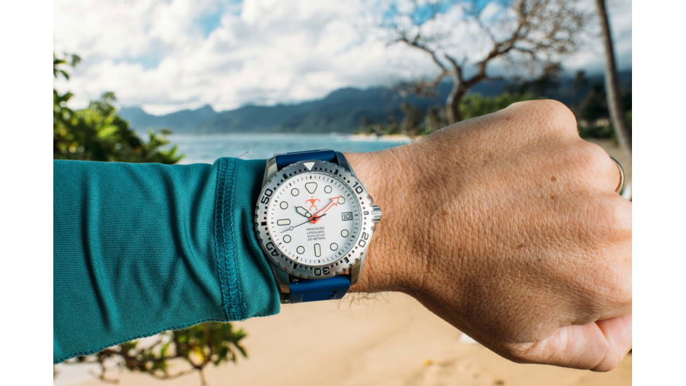 Hawaiian Lifeguard Association Dive Watches, White Dial, Blue Strap, Steel, One Size, HLA 5420