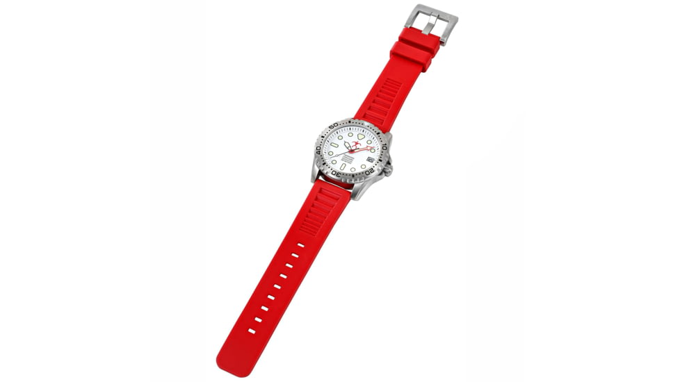 Hawaiian Lifeguard Association Dive Watches, White Dial, Red Strap, Steel, One Size, HLA 5411