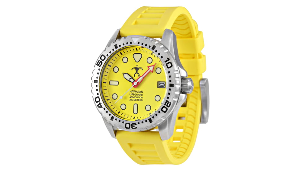 Hawaiian Lifeguard Association Dive Watches, Yellow Dial, Yellow Strap, Steel, One Size, HLA 5408