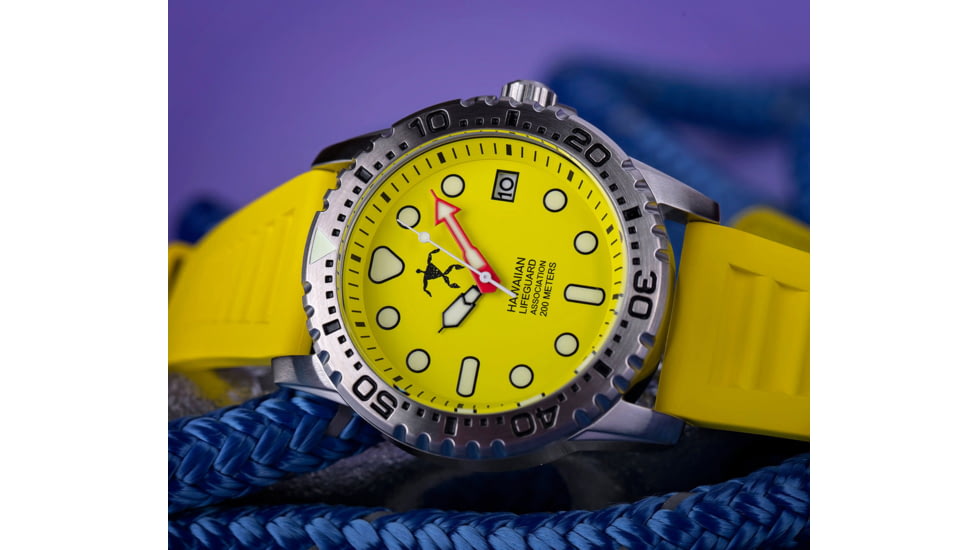 Hawaiian Lifeguard Association Dive Watches, Yellow Dial, Yellow Strap, Steel, One Size, HLA 5408