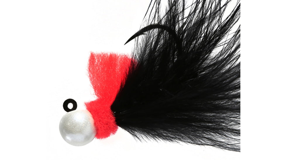 Hawken Outdoors Aerojig Marabou Jig 1/4 oz, 1/0 Hook, Nightmare White/Red &amp; Black, AJM14136