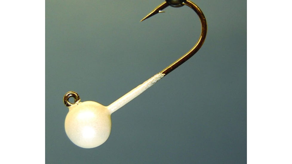 Hawken Outdoors Aerojig Plain Jighead, - P-3 - 1/16 oz, 1/0 Hook Pearl White, 3/Pack, Custom Gamakatsu Hooks, AJP11603