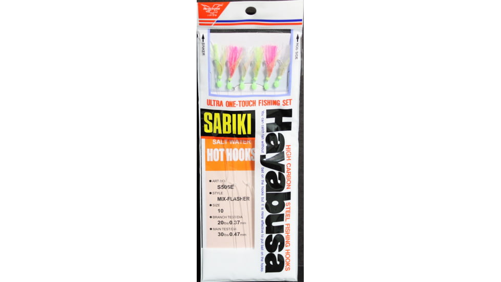 Hayabusa Mix-Flash Sabiki Rig Size 10 4Us 6 Hooks Heavy Leader, S-506E-10