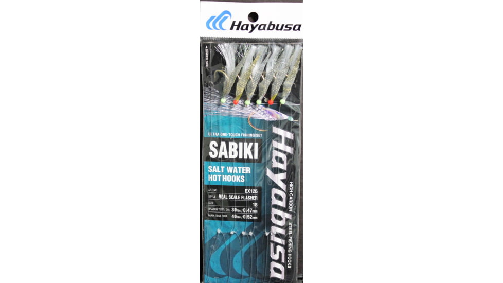 Hayabusa Real Scale Flasher Sabiki, Main 40Lb And Branch 30Lb Test Line, Size 18, 6 Hooks, EX126-18