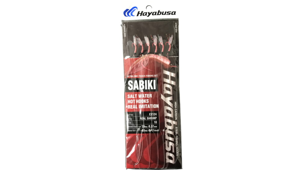 Hayabusa Real Shrimp Sabiki, Main 30Lb And Branch 20Lb Test Line, Size 10, 6 Hooks, EX124-10