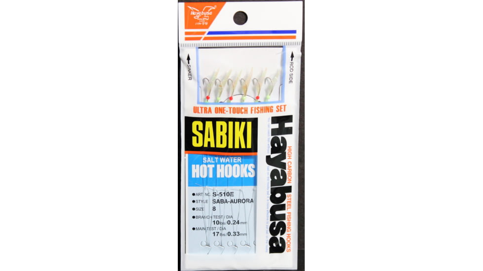 Hayabusa Saba-Aurora Sabiki Rig Size 8 6Us 6 Hooks, S-510E-8