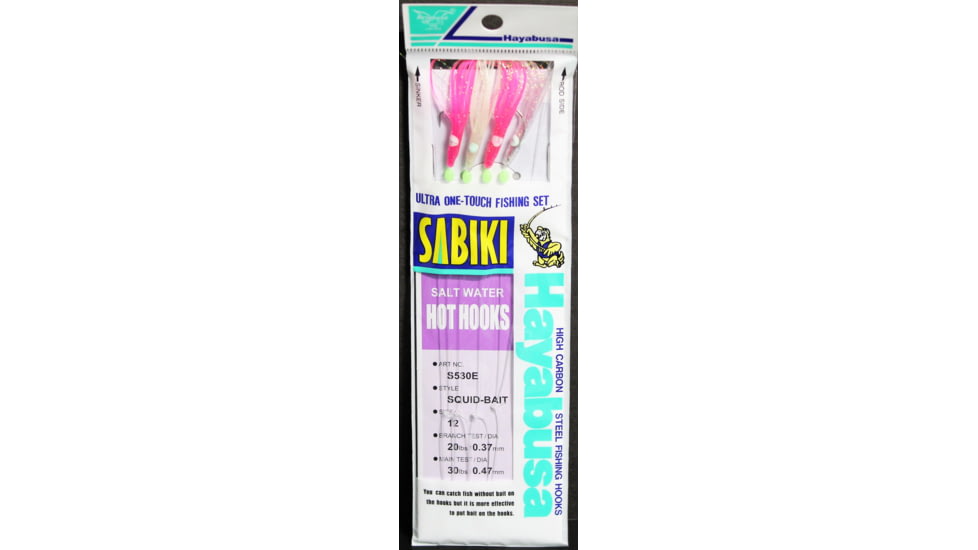 Hayabusa Squid-Bait Sabiki Rig Size 12 2Us 4 Hooks Heavy Leader, S-530E-12