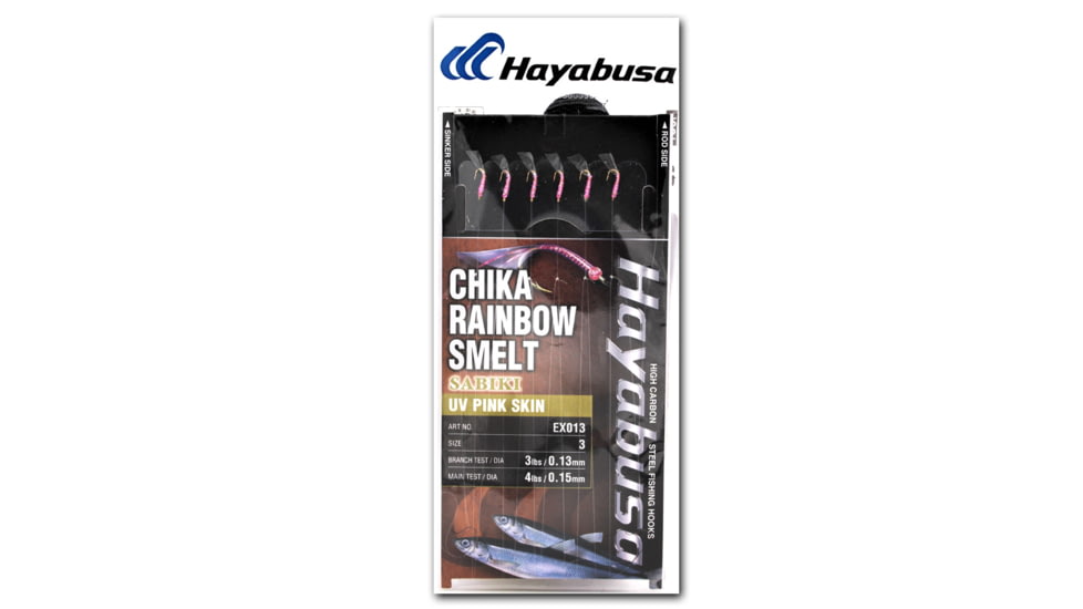 Hayabusa UV 6-Hook Sabiki for Ice Fishing, Pink Skin, 1 Piece, Size 5, EX013-5