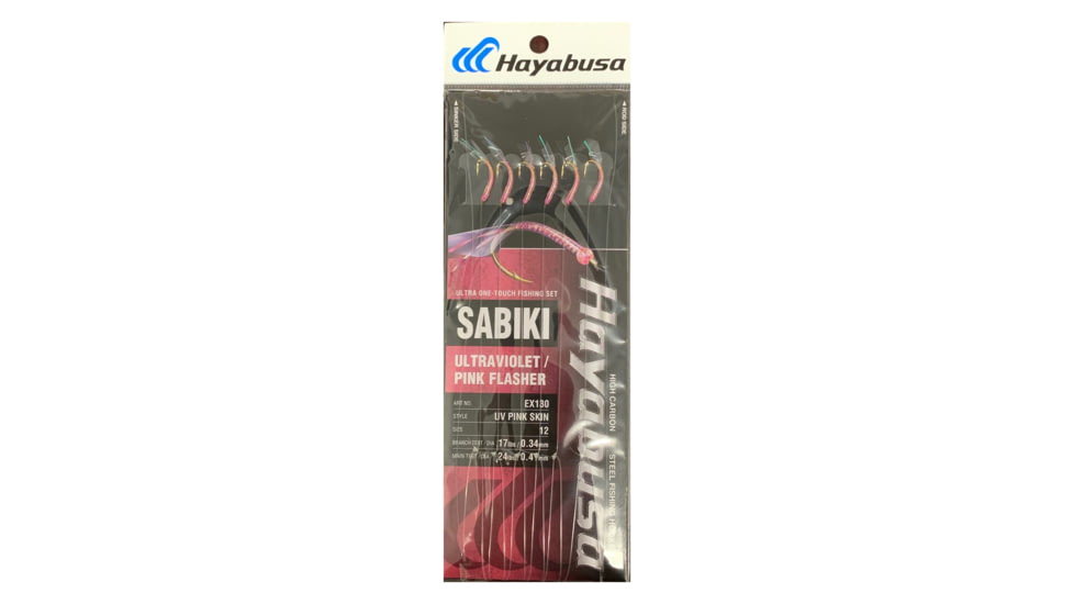 Hayabusa Uv Pink Skin Sabiki, Main 24Lb And Branch 17Lb Test Line, Size 12, 6 Hooks, EX130-12