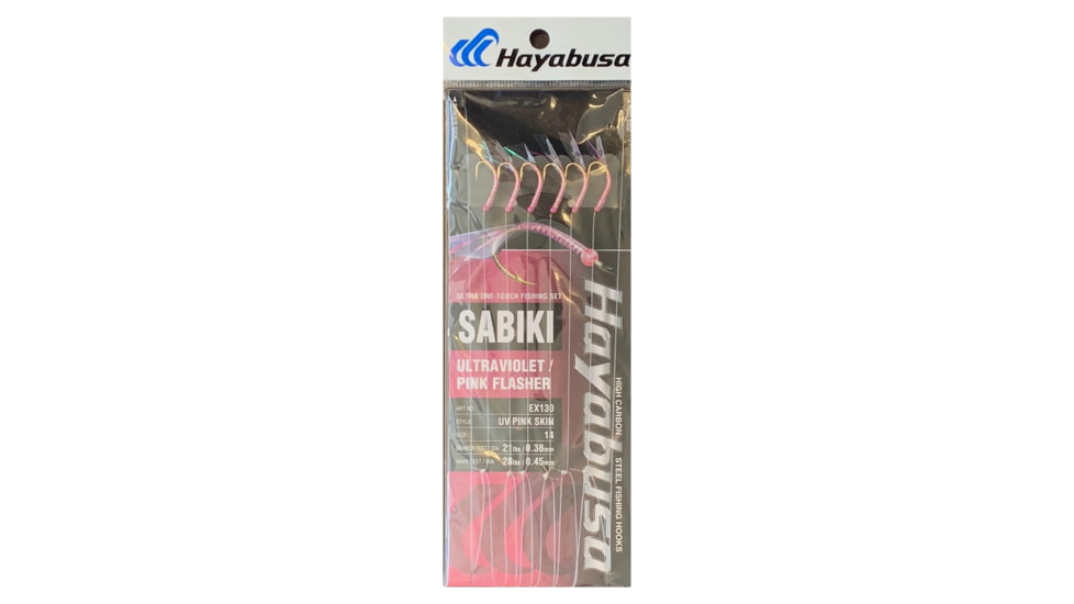 Hayabusa Uv Pink Skin Sabiki, Main 28Lb And Branch 21Lb Test Line, Size 14, 6 Hooks, EX130-14