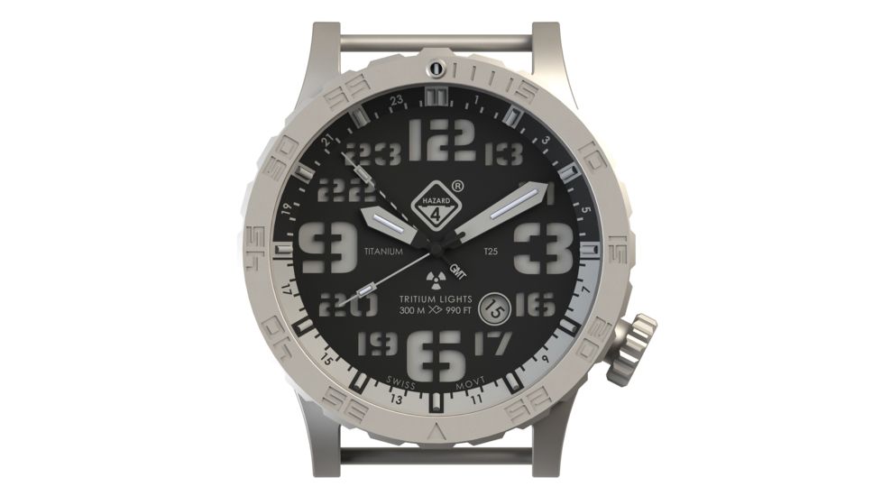 Hazard 4 Heavy Water Diver BlackTie B White GMT Unisex Analog Watch, 50mm, Silver, Nylon, HWD-TI-G-W-KW-GGYG