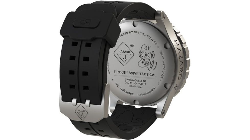 Hazard 4 HeavyWater Diver Titanium Tritium Dive Watch,White Dial,Black Graphics,Green Bezel,Nylon Strap WAT-HWD-TI-WK-GGYG