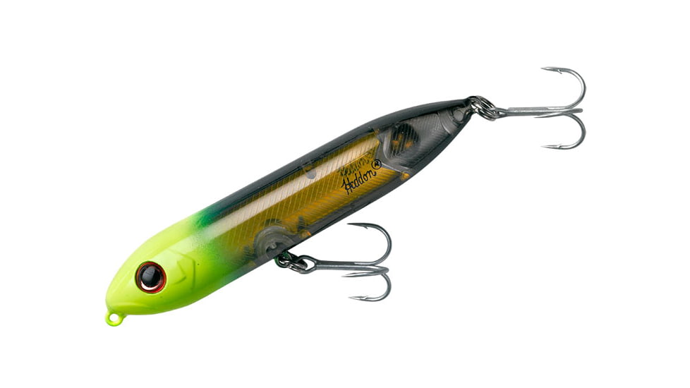 Heddon Super Spook Jr. Topwater Walking Bait, 3-1/2in, 1/2 oz, Black/Chart Gold Insert, X923624