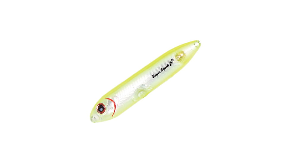 Heddon Super Spook Jr. Topwater Walking Bait, 3-1/2in, 1/2 oz, Chartreuse Silver Insert, X923623