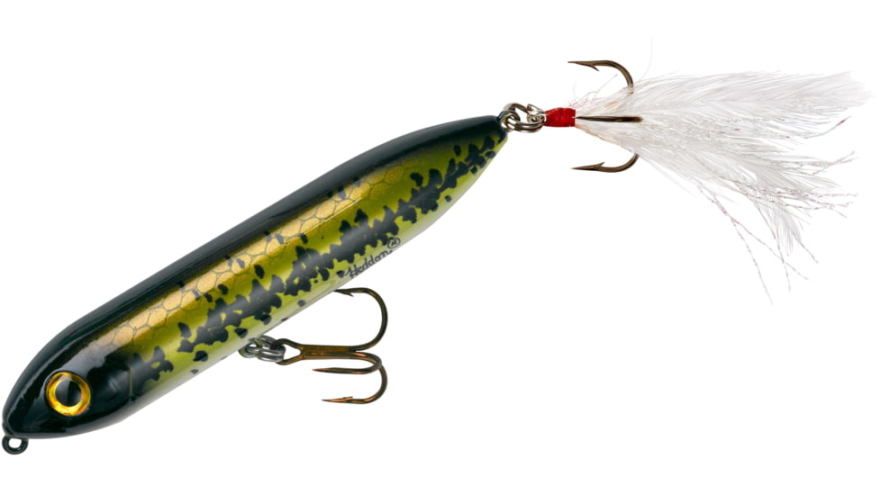 Heddon Super Spook Jr. Topwater Walking Bait, 3-1/2in, 1/2 oz, Feathered Treble, Baby Bass, X9236F01