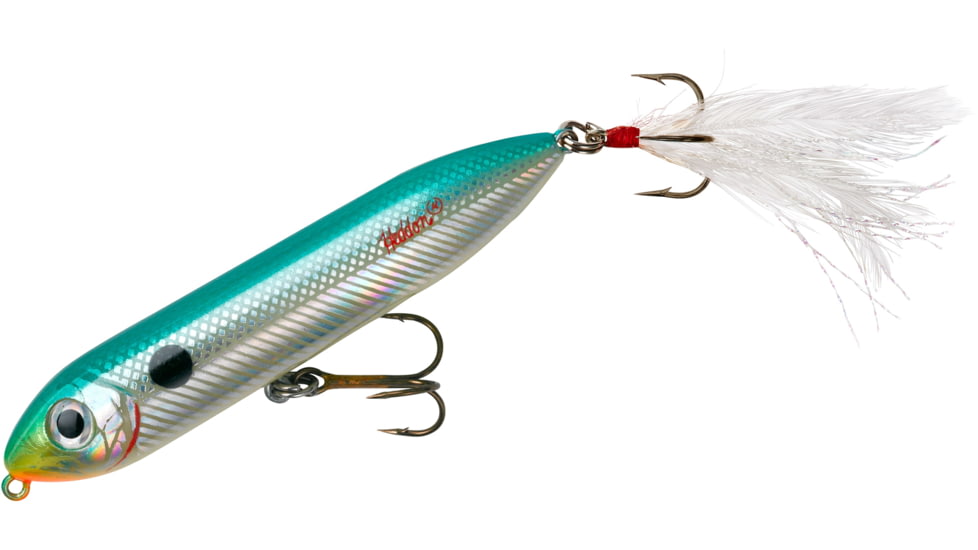 Heddon Super Spook Jr. Topwater Walking Bait, 3-1/2in, 1/2 oz, Feathered Treble, Lake Fork Shad, X9236FHLFS