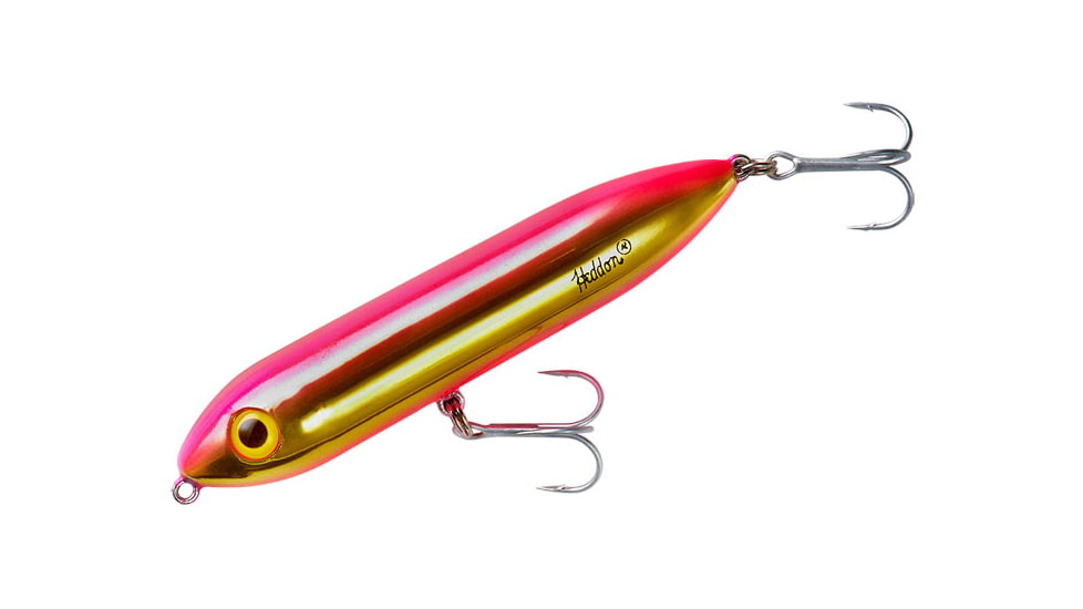 Heddon Super Spook Jr. Topwater Walking Bait, 3-1/2in, 1/2 oz, Gold/Pink, X9236456