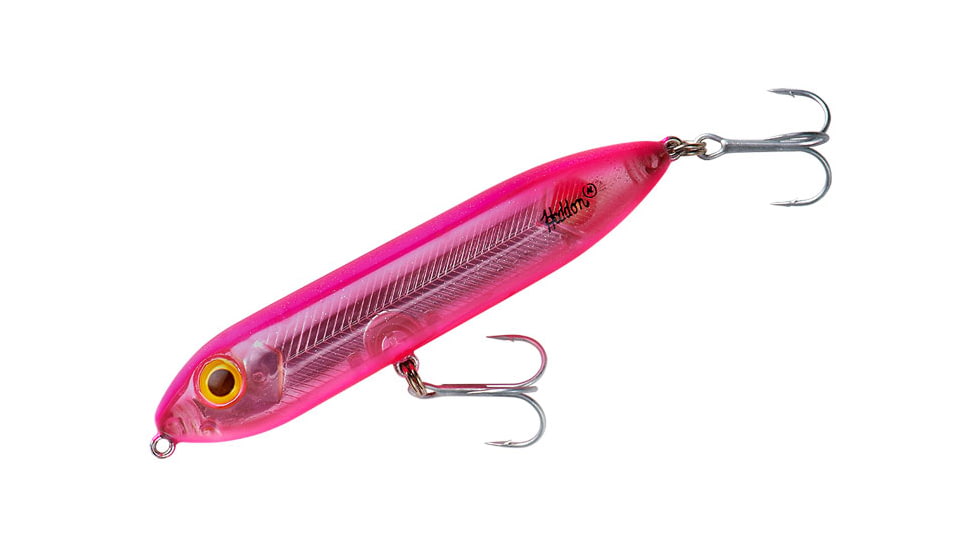Heddon Super Spook Jr. Topwater Walking Bait, 3-1/2in, 1/2 oz, Pink/Silver Insert, X9236454