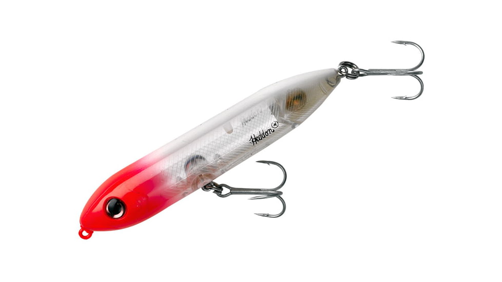 Heddon Super Spook Jr. Topwater Walking Bait, 3-1/2in, 1/2 oz, White/Pink Silver Insert, X923625