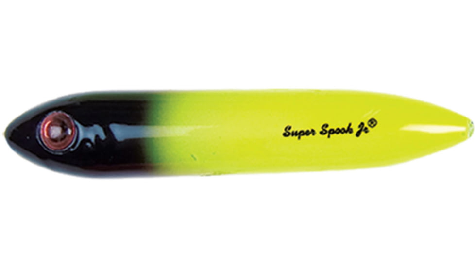Heddon Super Spook Jr. Topwater Bait, Floating, 1/2oz, 3-1/2in, Chartreuse Black Head, X923622