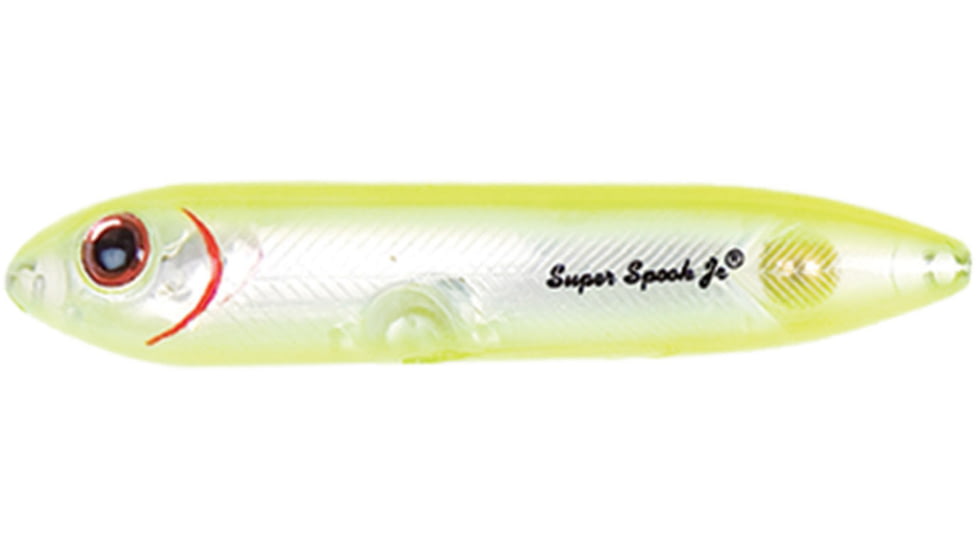 Heddon Super Spook Jr. Topwater Bait, Floating, 1/2oz, 3-1/2in, Chartreuse/Silver Insert, X923623