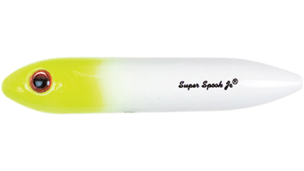 Heddon Super Spook Jr. Topwater Bait, Floating, 1/2oz, 3-1/2in, White Chartreuse Head, X923621