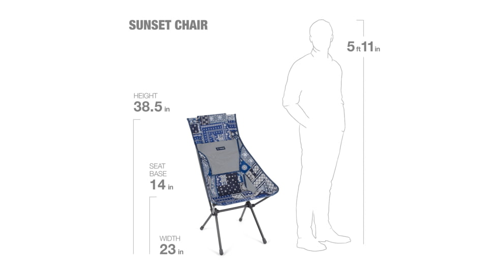 Helinox Sunset Camping Chair, Blue Bandana Quilt, 11189