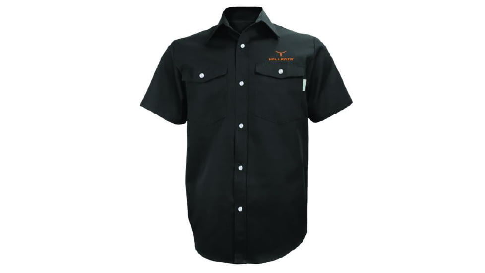 HELLRAZR Short Sleeve Snap Button Shirt, XL, Black, OGHELL-C-SBS-0650