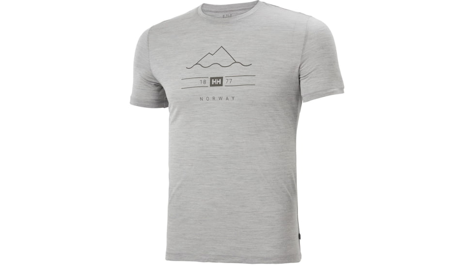 Helly Hansen HH Merino Graphic T-Shirt, Grey Melange, Large - Mens, 49321-950-L