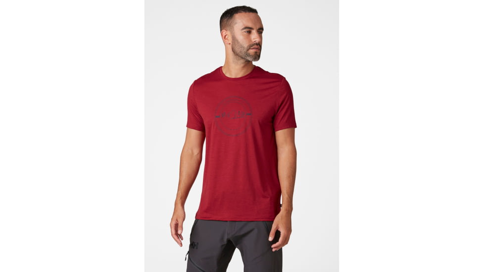 Helly Hansen HH Merino Graphic T-Shirt, Oxblood, Large - Mens, 49321-215-L