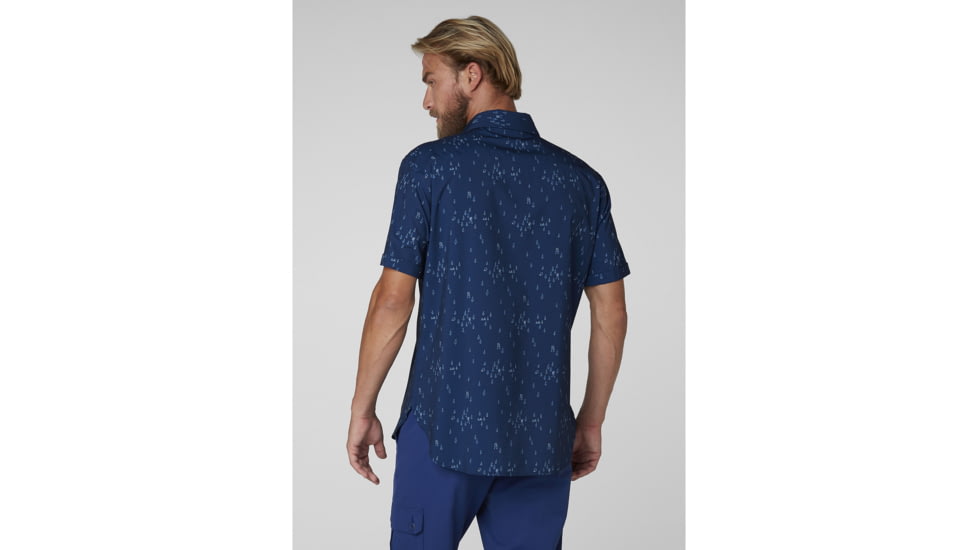Helly Hansen Oya Short Sleeve Shirt - Mens, Catalina Blue Print, Extra Large, 62854541-XL