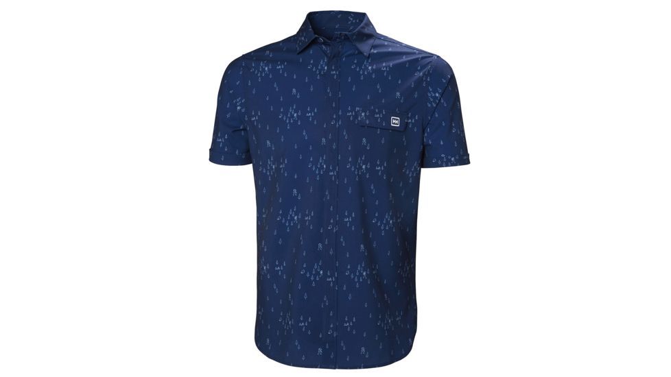 Helly Hansen Oya Short Sleeve Shirt - Mens, Catalina Blue Print, Small, 62854-541-S