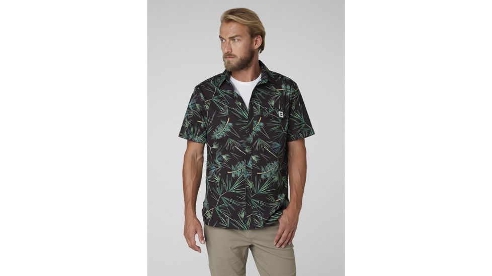 Helly Hansen Oya Short Sleeve Shirt - Mens, Ebony/Print, Small, 62854980-S
