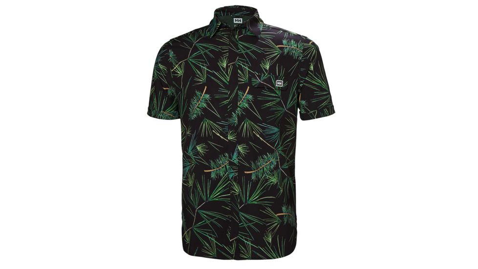 Helly Hansen Oya Short Sleeve Shirt - Mens, Ebony/Print, Small, 62854980-S